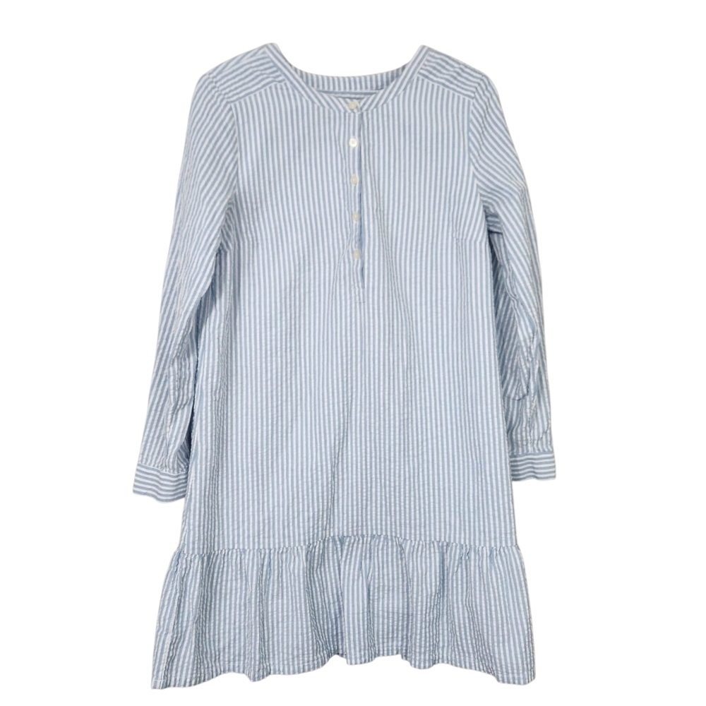 Loft Blue & White Striped Flounce Dress Size Medium